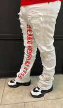 Load image into Gallery viewer, Red and White Heartless Jeans
