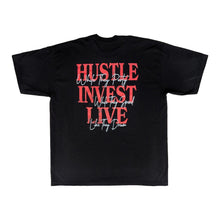 Load image into Gallery viewer, MDM TEE BLACK/RED HUSTLE INVEST LIVE
