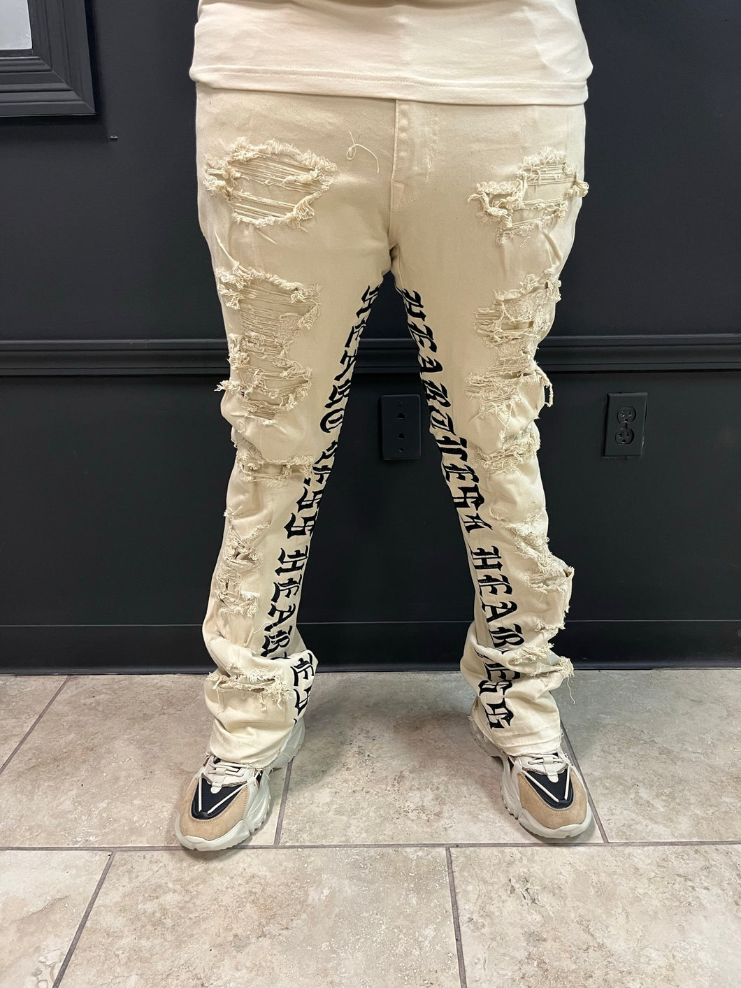 Tan and Black Heartless Jeans