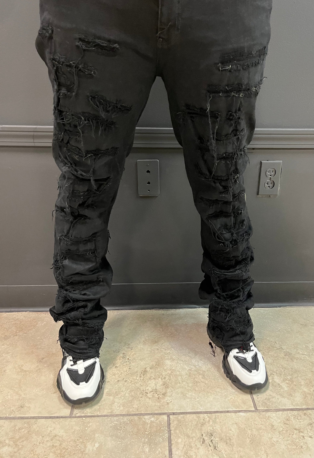 Black Takers Stacked Jeans