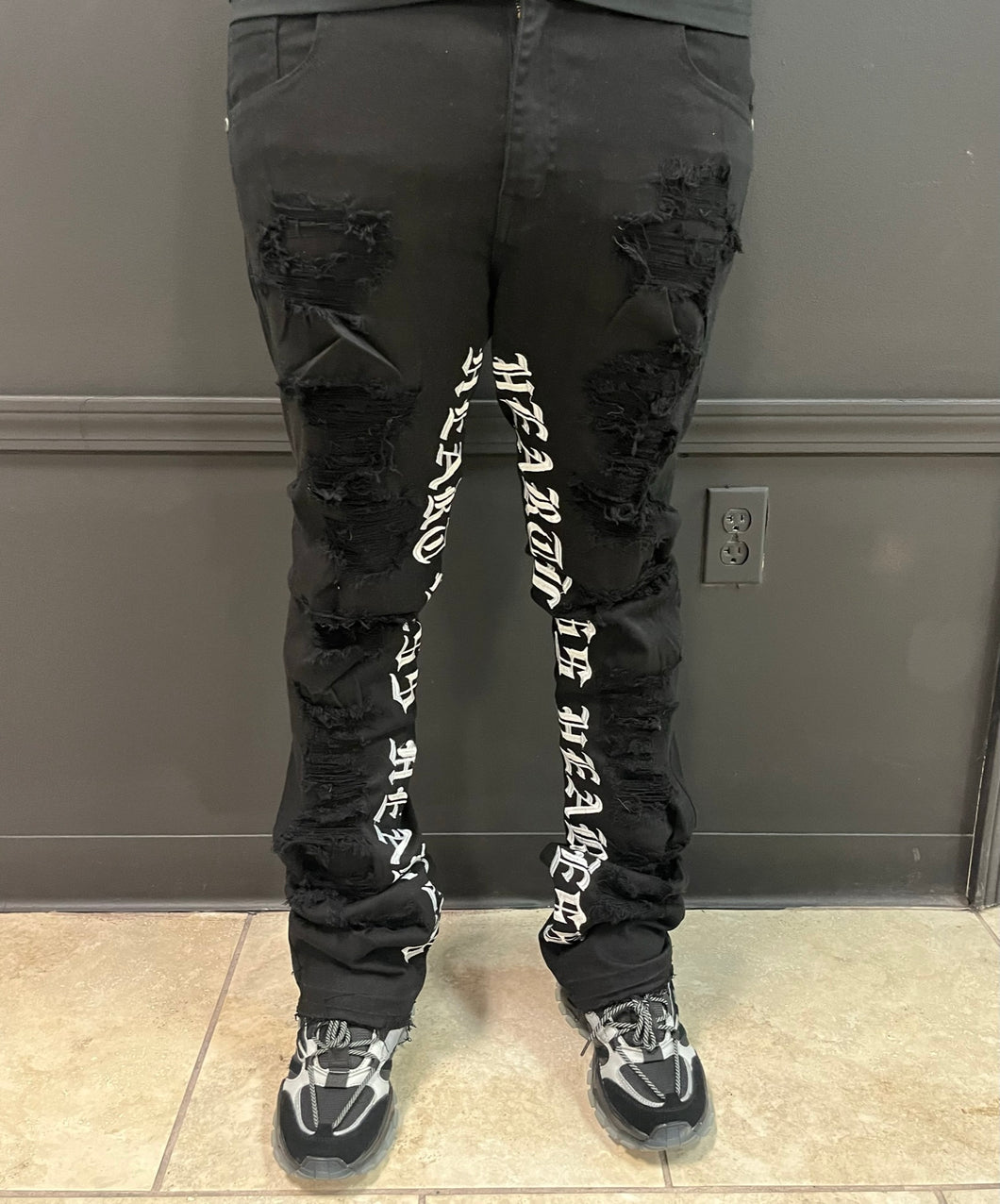 Black and White Heartless Jeans